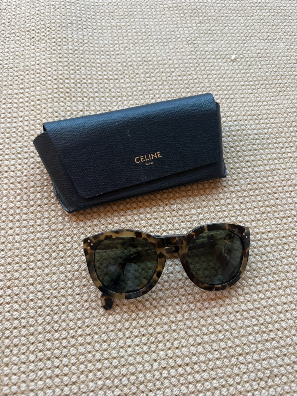 Celine Tortoiseshell Cat-Eye Sunglasses with Dark Green Lenses